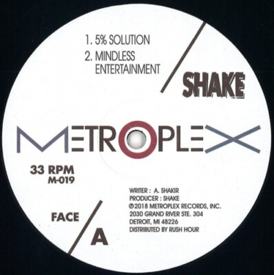 SHAKE 5% Solution 12'' NEW VINYL Metroplex reissue Detroit techno