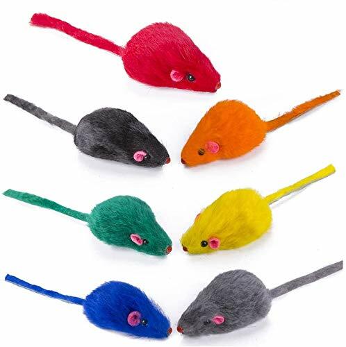 Kitten Cat Kitty Real Fur & Feather Toy Mice 1/Pk Select: Color