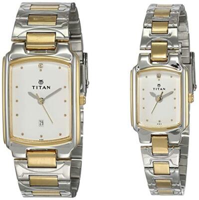 Pre-owned Titan Bandhan Analog White Dial Couple Watch-nl19552955bm01