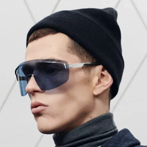 Pre-owned Ic! Berlin Ic Berlin Mb Shield 03 Electric Blue With Brown Gradient Lens Sunglasses 141mm