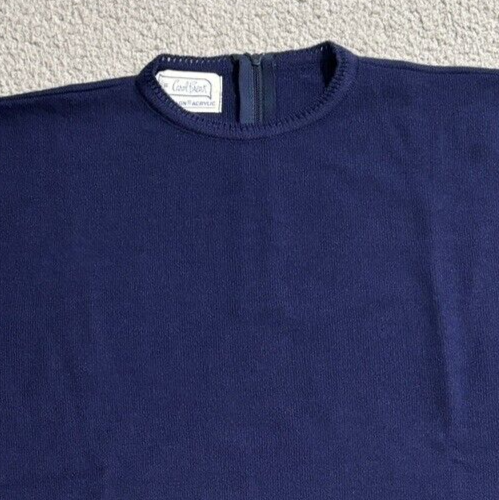 Vintage Carol Brent Womens Sweater Orlon Acrylic Pullover Blue Back Zipper