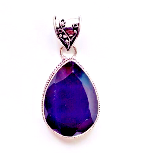 Black Onyx Gemstone 925 Sterling Silver Ethnic Handmade Jewelry Pendant 1.90"