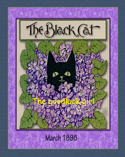 5x7 March 1898 LILACS The Black Cat Magazine cover Vintage animal Art print
