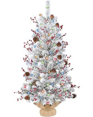  Christmas Tree 4ft Pre-Lit Snow Flocked Artificial Christmas Trees, Including 