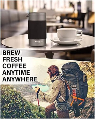 Poliviar French Press Coffee Maker 12 Oz Portable French Press With Mini Caniste