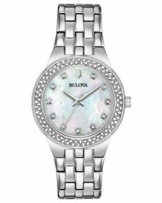 Женские часы Bulova с украшением в виде кристаллов из нержавеющей стали