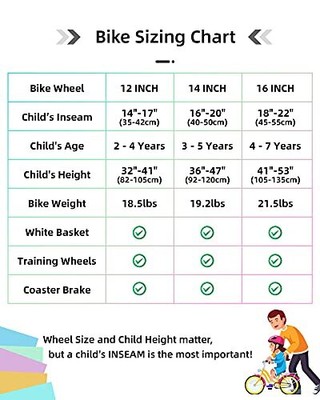 12" 14" 16&ldquo; Kids Bike for 2-7 Years Girls 33-53 Inch Tall, Girls Toddler