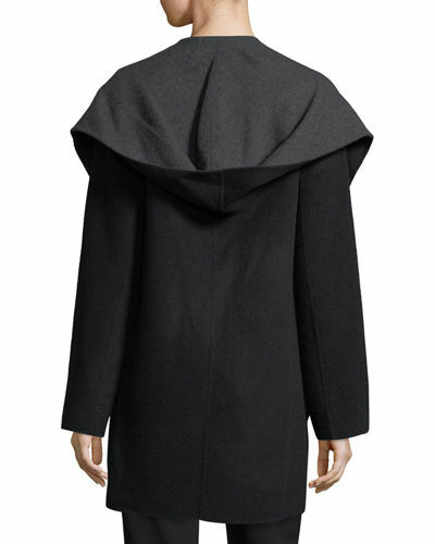 Pre-owned Vince W203  Hooded Double Face Wool Women Coat Jacket Size Xs,s,m,l Blk $745 In Black