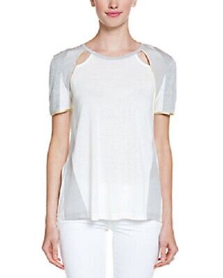 NWT $205  AIKO  Optic Heather Gray Mist Short Sleeve Silk/Rayon Top size XS