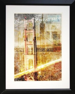 Framed San Francisco Golden Gate Bridge Skyline Collage by Roozbeh Bahramali