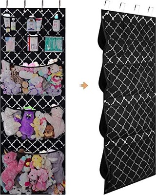 VICTORICH Stuffed Animal Storage Net Hammock with 4 Large Hidden Pockets - Ov...