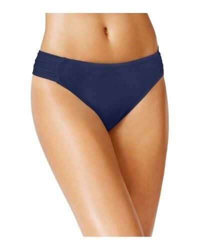 ISLAND ESCAPE 135619 Navy Blue Ruched-Side Bikini Bottom Sz. 16