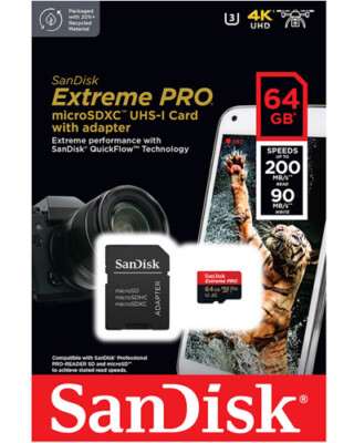 SANDISK EXTREME PRO 200MB/s A2 micro SD SDHC SDXC CARD 256GB 128GB 64GB 32GB LOT