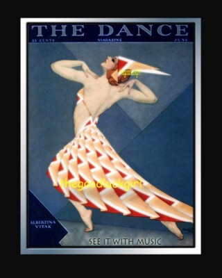 1929 Vintage THE DANCE w/ALBERTINA VITAK magazine Art Deco print
