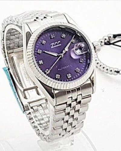 Orologio Polso ZCC 020 Uomo Automatico Acciaio Data Fashion Silver Blu lac