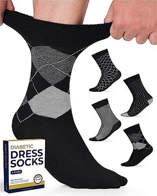 For Men - 4 Pairs Odor Free Stylish Diabetic So...