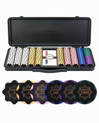SLOWPLAY Nash 14 Gram Clay Poker Chips Set for 500 Chips With Numbered Values