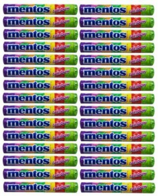 Mentos Rainbow the Chewy Mint Naturally and Artificially Flavored 30 Rolls of
