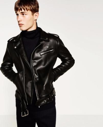 ジャケット・アウター ZARA MAN LEATHER PARKA WITH POCKETS L BNWT ZARA MAN BLACK FAUX LEATHER BIKER JACKET REF.2398/346