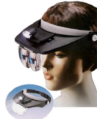 Visiera Con Luce Lenti Di Ingrandimento 1 Led 4 Lenti Torcia Frontale sus