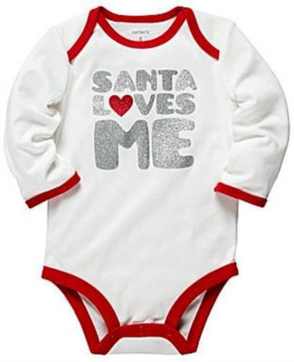 

БОДИ С БЛЕСКАМИ, ТОП-РУБАШКА CARTERS BABY GIRL CHRISTMAS SANTA LOVES ME, 3M, White;red;silver
