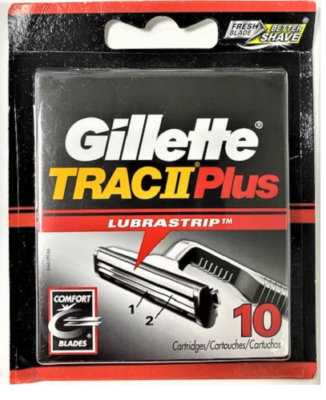Gillette TRAC II Plus Razor Blade Refill Cartridges - 10 Count (Bulk Packaging)
