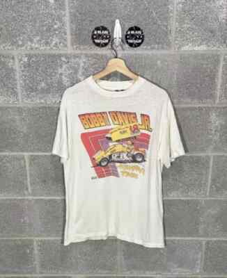 Vintage 1980s Bobby Davis Jr. Sprint Car World of Outlaws Racing Graphic T-Shirt