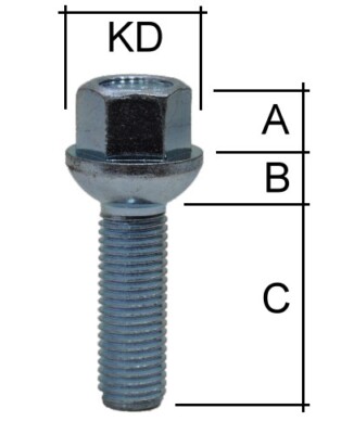 Radschraube M12 x 1,5 x 40mm Kugelbund R12  D=24  SW17