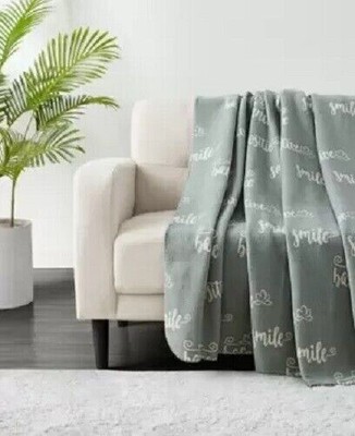 Infinity Home Green Fleece Throw Blanket Words To Live By 50''x60'' NEW