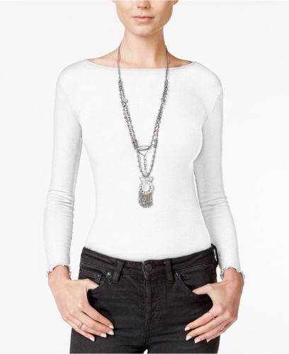 Free People Duo Corset Long Sleeve Top Women's XS Ivory