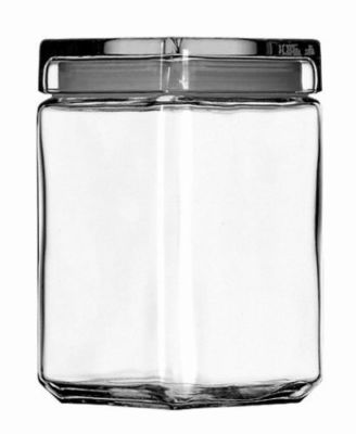 Anchor Hocking 1.5 QT Square Stackable Glass Medium Jar Lid Storage Container 