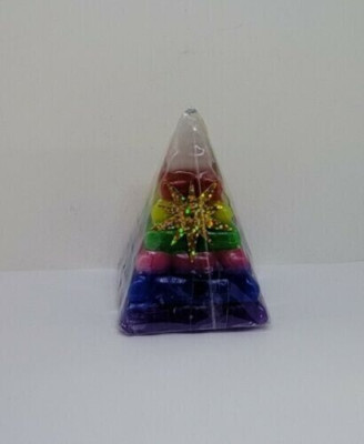 VELA PIRAMIDE 7 COLORES 3'' PARA ATRAER DINERO AMOR Y SUERTE INSTR Y AMULETO INCL