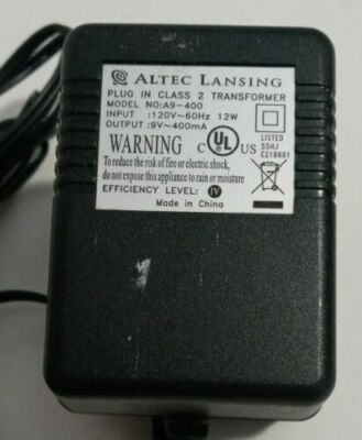 Altec Lansing PLUG-IN CLASS 2 TRANSFORMER  A9-400  9V 400mA 