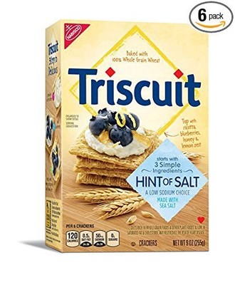 UPC 044000021818 product image for Triscuit Crackers ( Hint Of Salt). 9 Oz Box. Pack Of 6 | upcitemdb.com