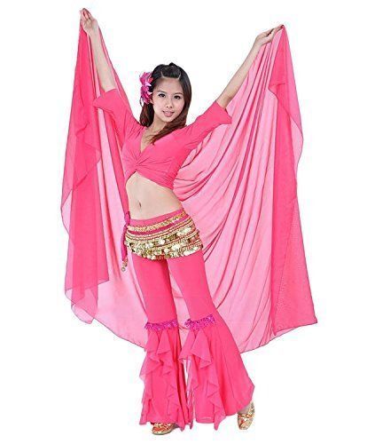 Aumulen Women 2 Pcs Hand Made Belly Dance Silk Poi