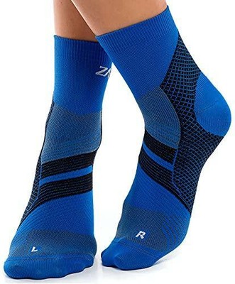 ZaTech Plantar Fasciitis Sock, Compression Socks (Blue/Black, Large)