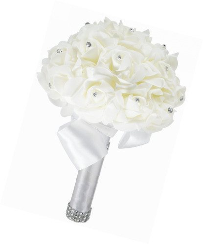White Silk Wedding Bouquet Holders