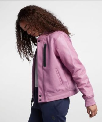 Pre-owned Nike $500 Women's  Lab Destroyer Wool Leather Jacket Rare Color Small In Pink