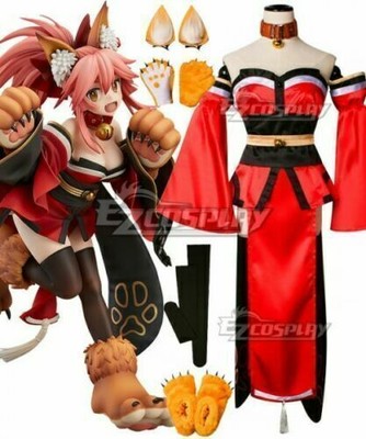 Fate Grand Order Fate EXTRA CCC Tamamo Cat Girls Red Dress Cosplay Costume{