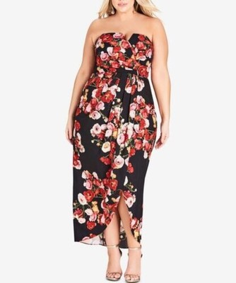 city chic strapless maxi dress gown size xs14 womans black embroidered  tulle (176308305548),