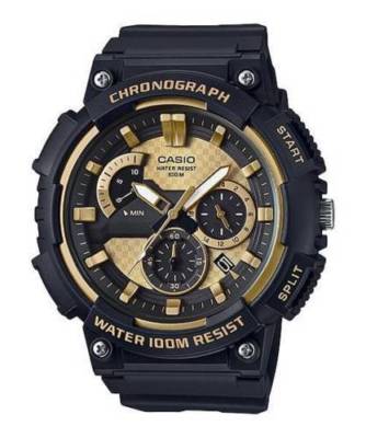 Casio MCW200H-9AV, часы с хронографом, черный полимерный ремешок, 100-метровый WR, дата