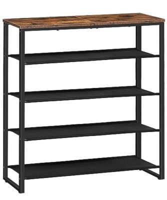 SHOE RACK Shelf Organizer Rustic Brown 5 Tier 11.2"x29.5"x 29.5" HOOBRO