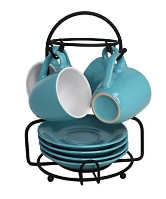 Set of 4 3oz Espresso Coffee Cups with Saucers and Storing R