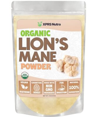 XPRS Nutra Organic Lion's Mane Mushroom Powder - Premium for Mental Clarity C...