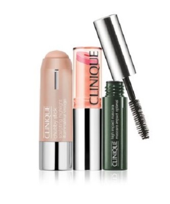 Clinique Ready in 5 Makeup on the Go Highlighter + Coral lip gloss + Mascara 