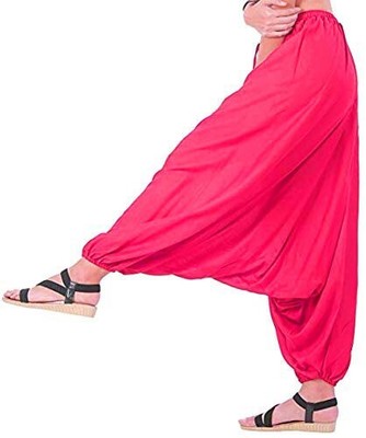 Men Women Pink Rayon Baggy Hippie Boho Aladdin Yoga Harem Pants -Free Size