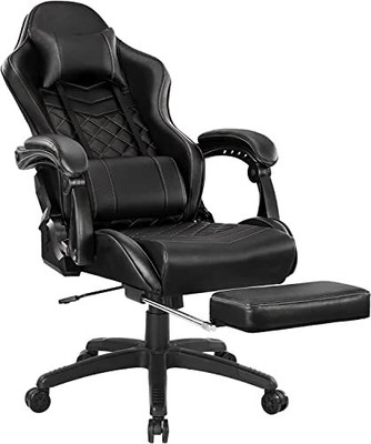 Massage Gaming Chair for Adults, 350LBS Office Chair with Retractable Footrest,