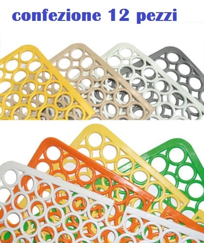 Set 12 Pezzi Tappeto Tappetino Lavello Gomma ad Anelli Cucina 30x30cm moc