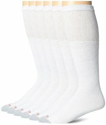 Hanes Men's White Cushioned Over the Calf 6 Pair Athletic Socks, Shoe Size 12-14
