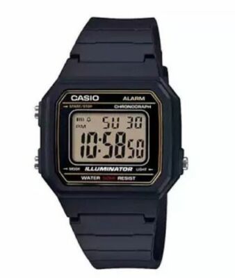 Casio W217H-9AV, Часы с хронографом, Ремешок из черной смолы, Будильник, Подсветка